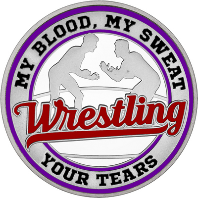 Maroon "Wrestling" with Purple Outer Circular Borders